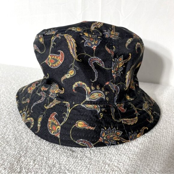 Vintage Black Red Yellow Blue Paisley Bucket Hat - Picture 3 of 9